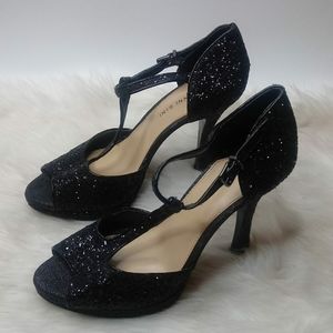 Gianni Bini Black Open Toe Sequin Heels Size 10